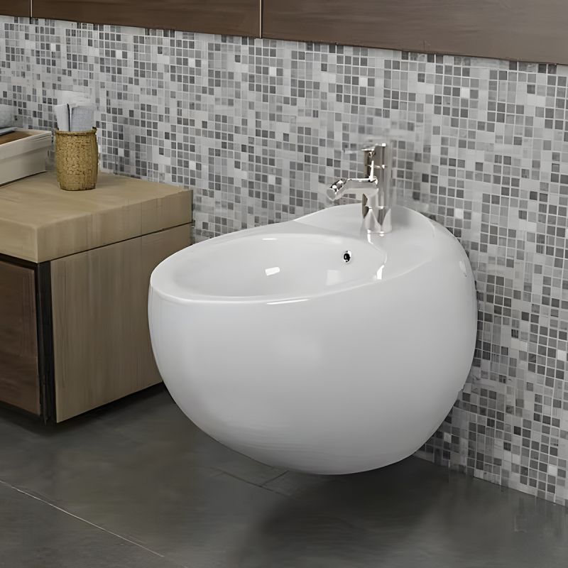 Vas Bideu EGO Angelo, Alb, 57x40 cm, montaj suspendat, cu preaplin