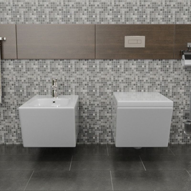 Vas Bideu EGO Antonio, Alb, 55x35 cm montaj suspendat, cu preaplin