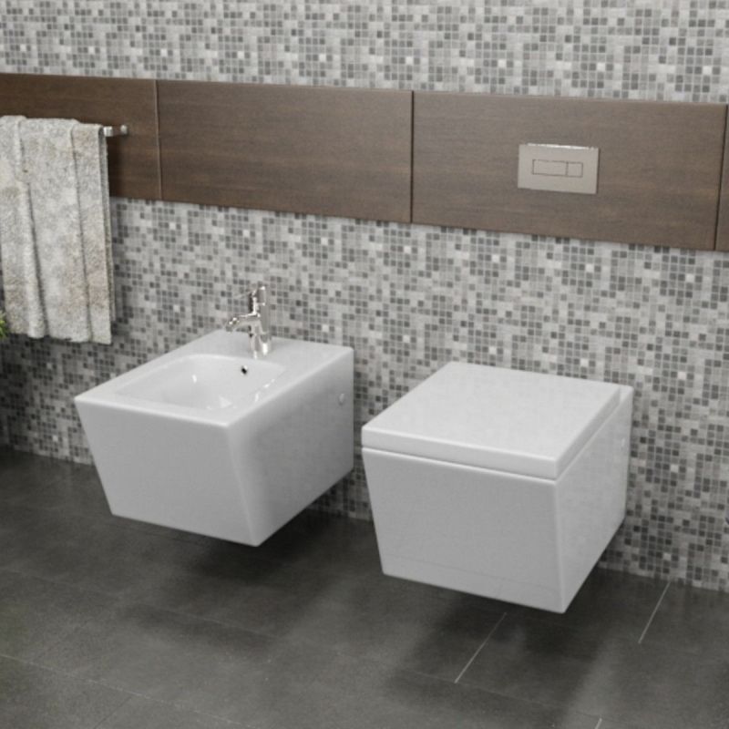 Vas Bideu EGO Antonio, Alb, 55x35 cm montaj suspendat, cu preaplin