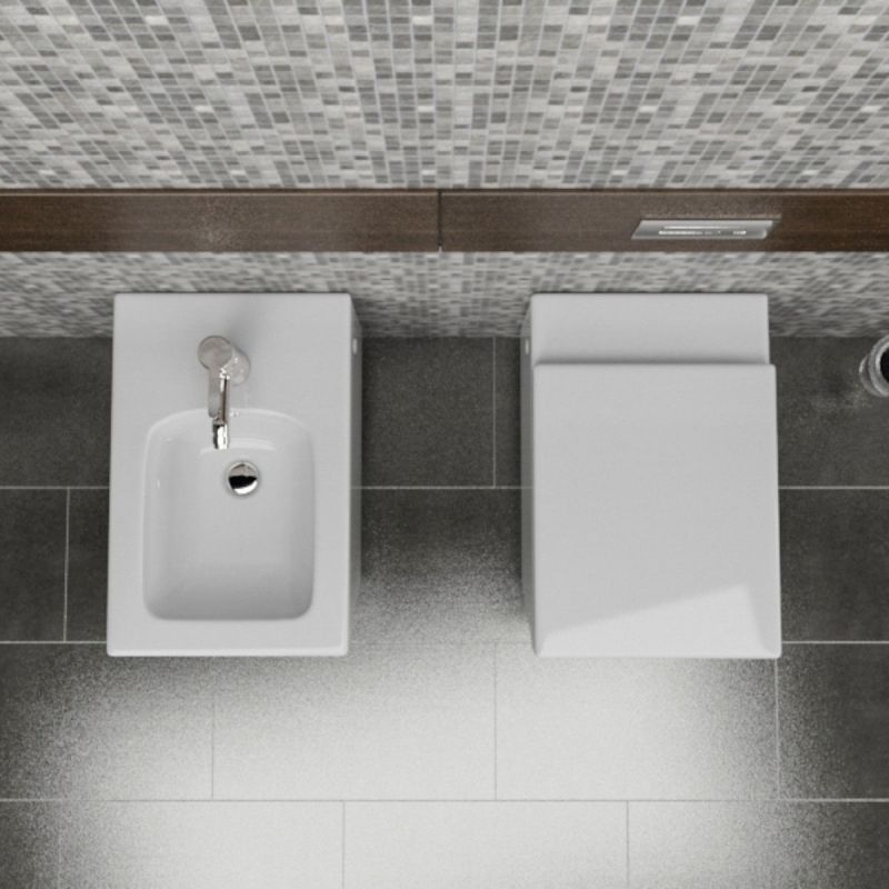 Vas Bideu EGO Antonio, Alb, 55x35 cm montaj suspendat, cu preaplin