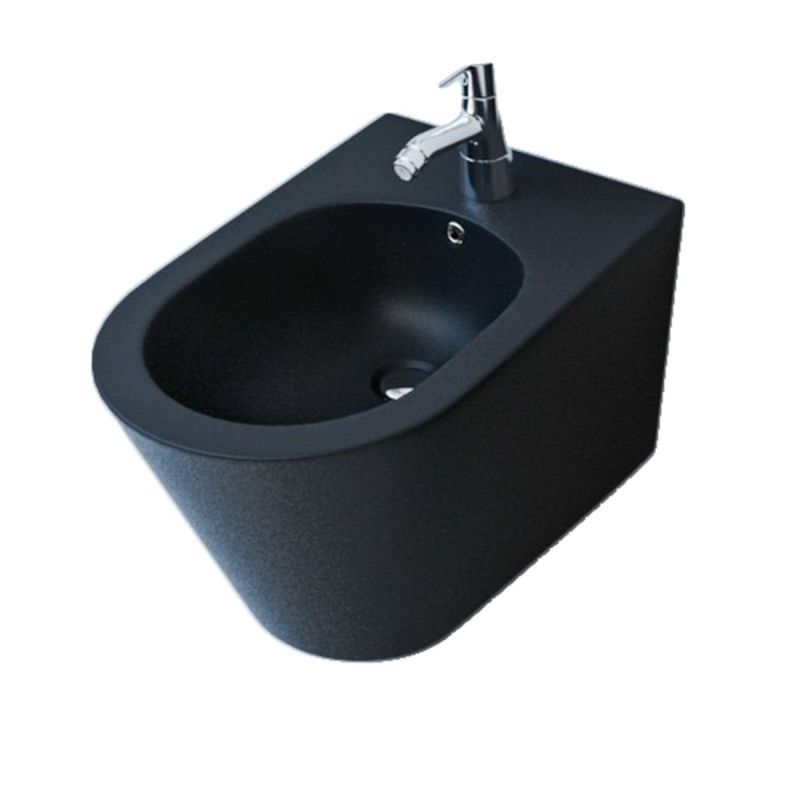 Vas Bideu EGO Galo, Negru mat, 48x37cm, montaj suspendat, cu preaplin