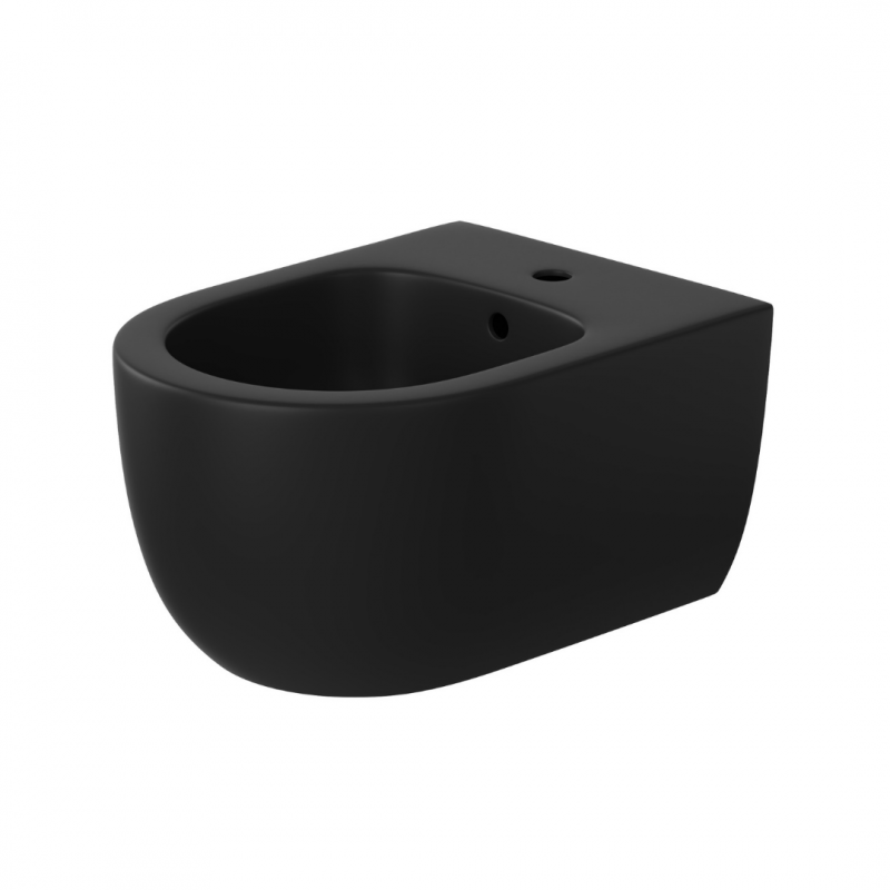 Vas bideu EGO Michael, 49x36 cm, Negru, Power Colour, semi-mat, montaj suspendat, cu preaplin