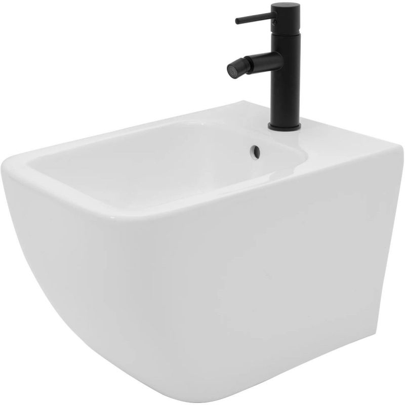 Vas bideu REA-Hary, Alb, montaj suspendat, ceramica sanitara, cu preaplin, 50 x 36