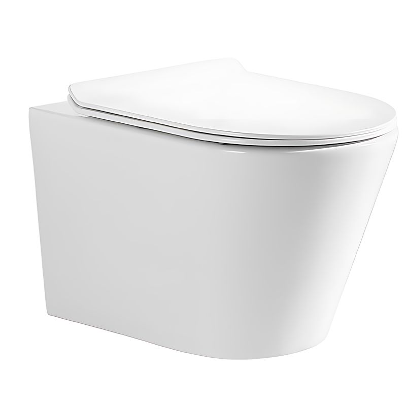 Vas wc, Alb lucios, montaj suspendat, 51x36 cm, capac duroplast, ceramica sanitara, Toledo