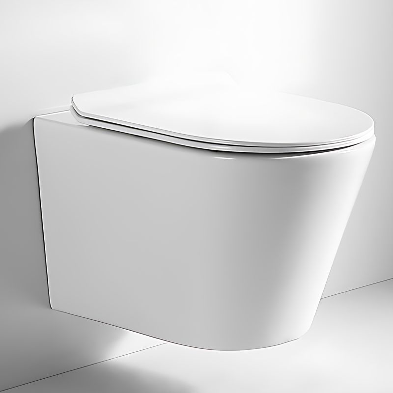 Vas wc, Alb lucios, montaj suspendat, 51x36 cm, capac duroplast, ceramica sanitara, Toledo