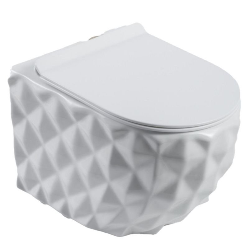 Vas Wc, Alb Lucios, Rimless, 49x36 cm, montaj suspendat, capac Duroplast, ceramica sanitara, Sidef