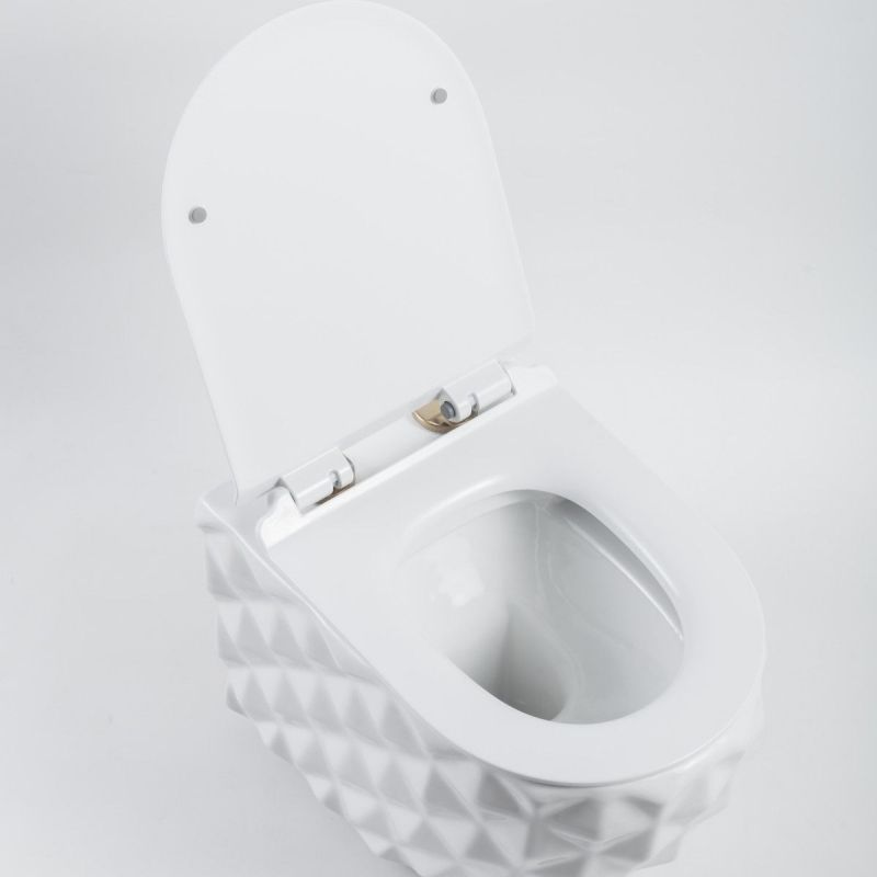 Vas Wc, Alb Lucios, Rimless, 49x36 cm, montaj suspendat, capac Duroplast, ceramica sanitara, Sidef