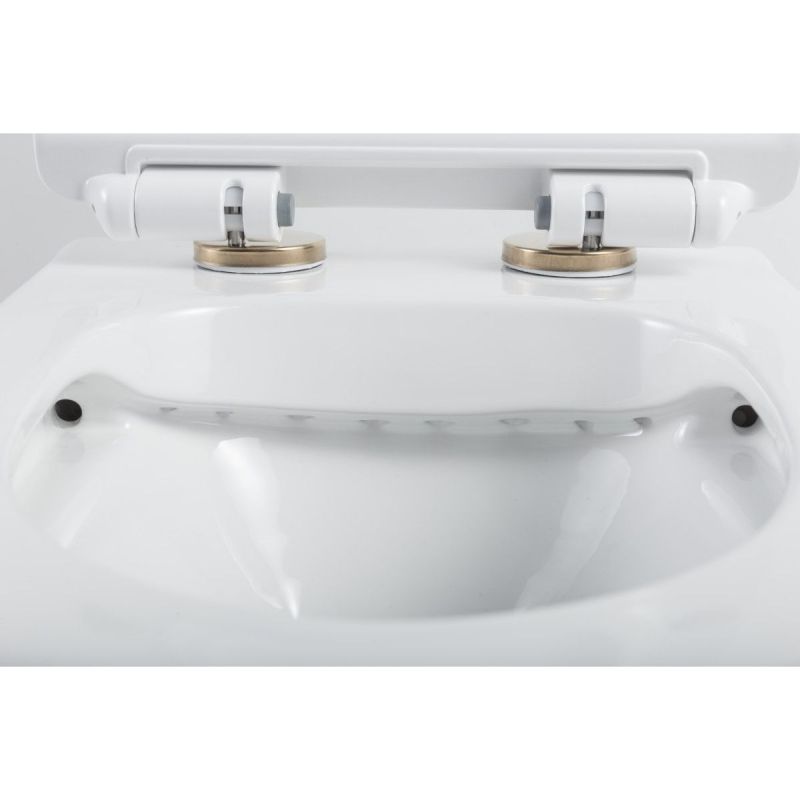 Vas Wc, Alb Lucios, Rimless, 49x36 cm, montaj suspendat, capac Duroplast, ceramica sanitara, Sidef