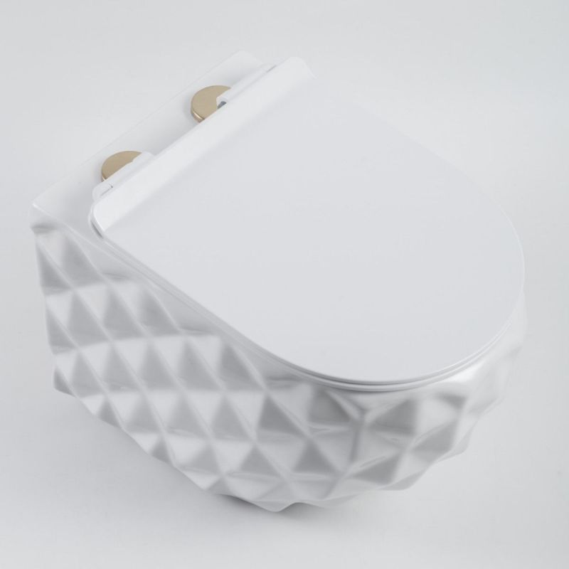 Vas Wc, Alb Lucios, Rimless, 49x36 cm, montaj suspendat, capac Duroplast, ceramica sanitara, Sidef