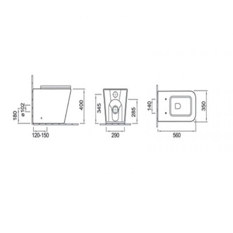 Vas wc Alfonso Rimless montaj pe podea, capac slim, 56x35 cm, Alb, ceramica sanitara