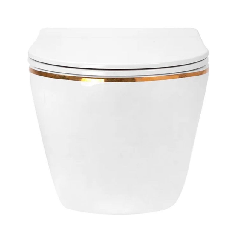 Vas Wc Ben, Gold Line, Rimless, 49x37 cm, montaj suspendat, capac Duroplast, ceramica sanitara