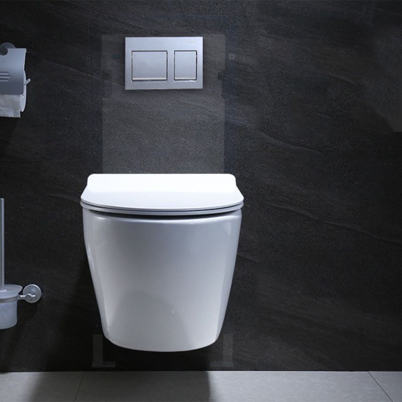 Vas wc cu functie de bideu, Rimless, Taharet, baterie apa calda/rece, Alb, montaj suspendat, capac Soft-Close, 55x36 cm,  Angi
