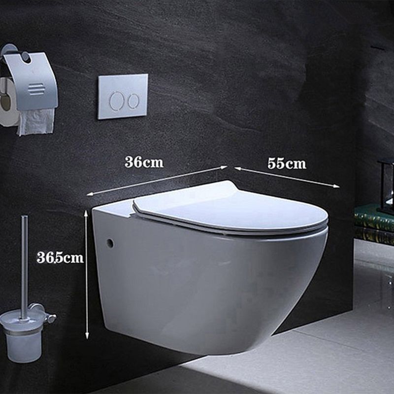 Vas wc cu functie de bideu, Rimless, Taharet, baterie apa calda/rece, Alb, montaj suspendat, capac Soft-Close, 55x36 cm,  Angi
