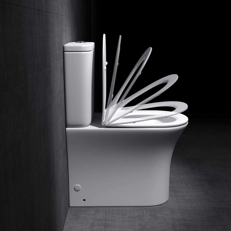 Vas wc EGO-304T, Alb, montaj pe podea, capac Silent Close, ceramica sanitara, 65x39 cm