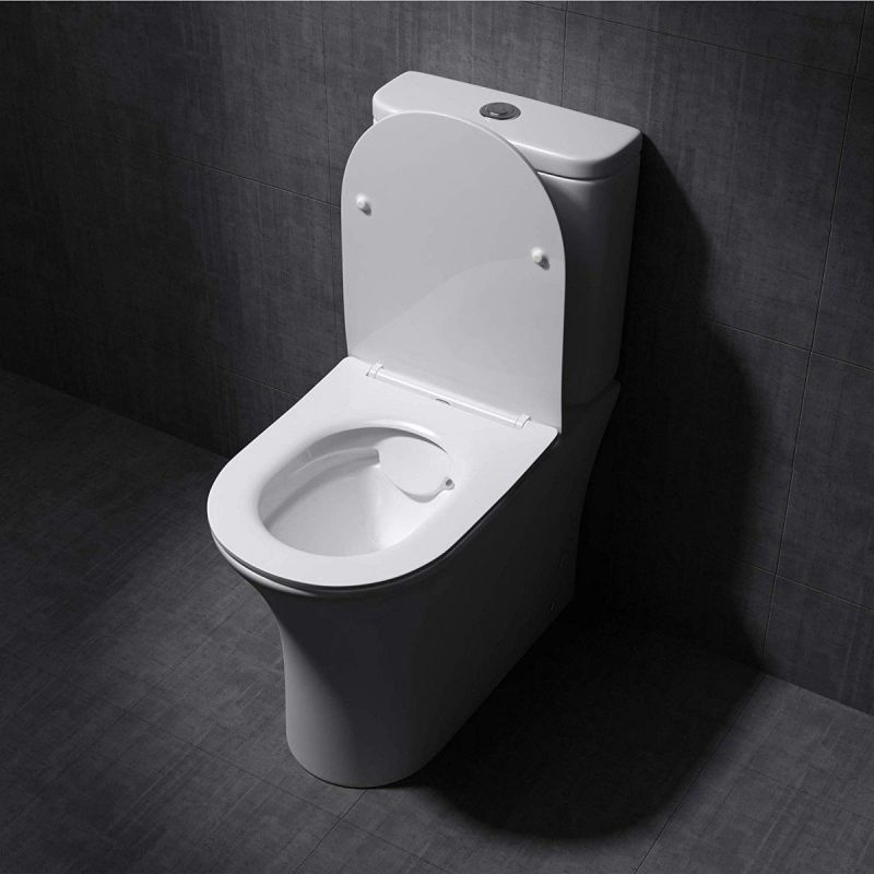 Vas wc EGO-304T, Alb, montaj pe podea, capac Silent Close, ceramica sanitara, 65x39 cm