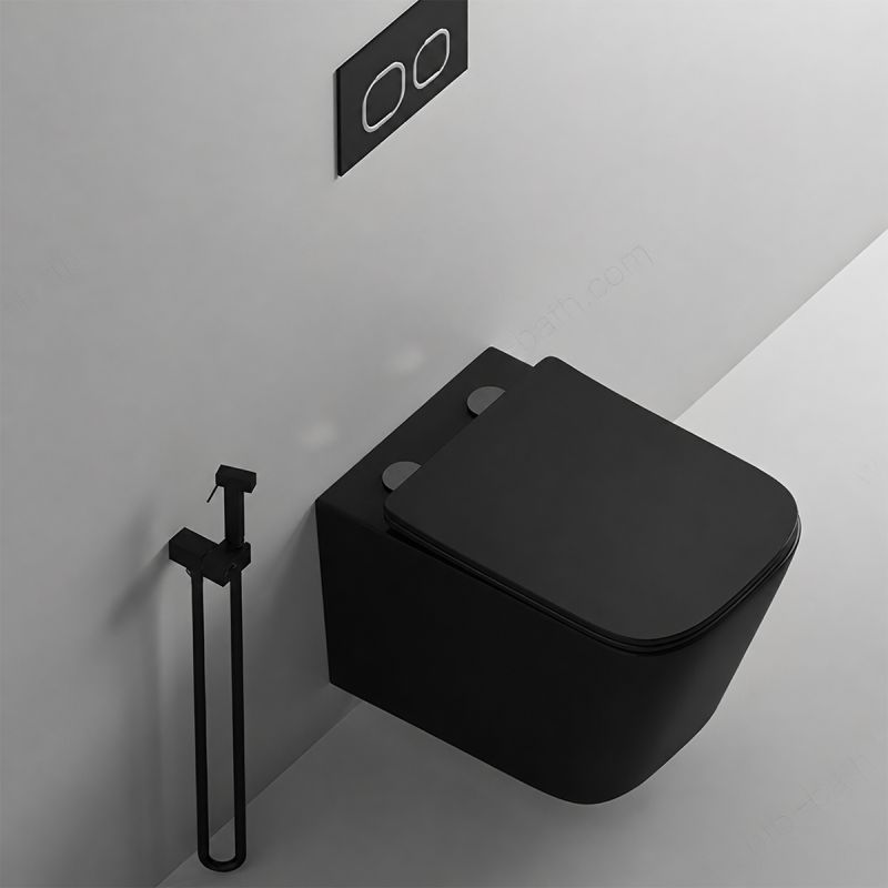 Vas WC EGO Alfonso Rimless, Negru mat, Power Colour, montaj suspendat, capac duroplast slim soft-close inclus