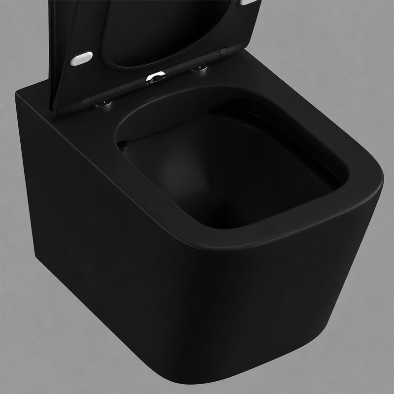 Vas WC EGO Alfonso Rimless, Negru mat, Power Colour, montaj suspendat, capac duroplast slim soft-close inclus