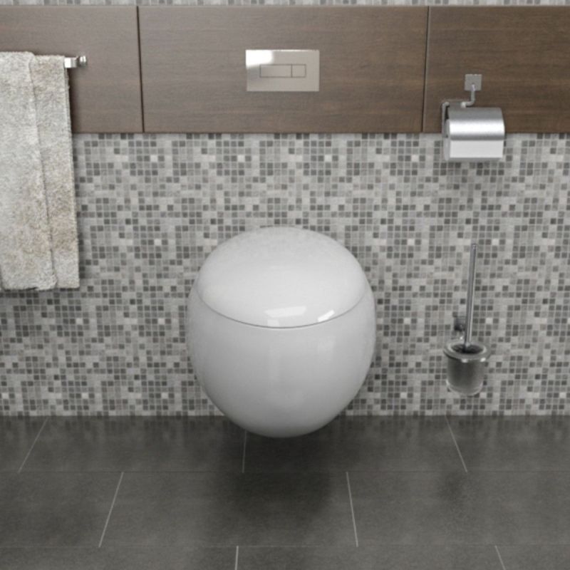 Vas WC EGO Angelo, Alb, 60x43 cm, montaj suspendat, capac duroplast slim soft-close inclus