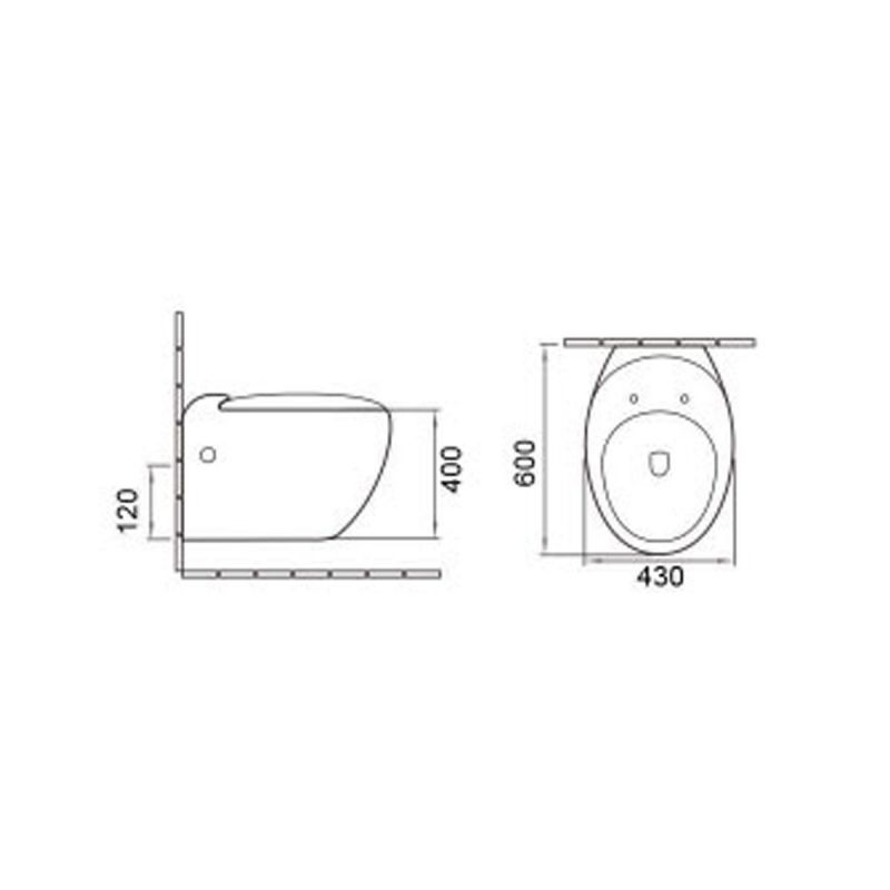 Vas WC EGO Angelo, Alb, 60x43 cm, montaj suspendat, capac duroplast slim soft-close inclus