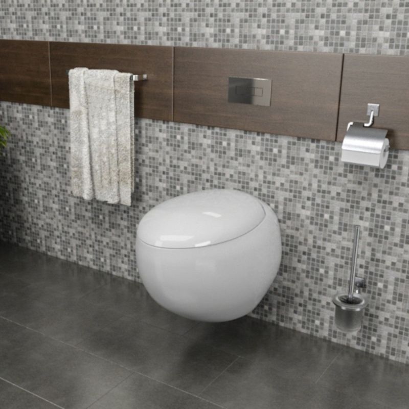 Vas WC EGO Angelo, Alb, 60x43 cm, montaj suspendat, capac duroplast slim soft-close inclus