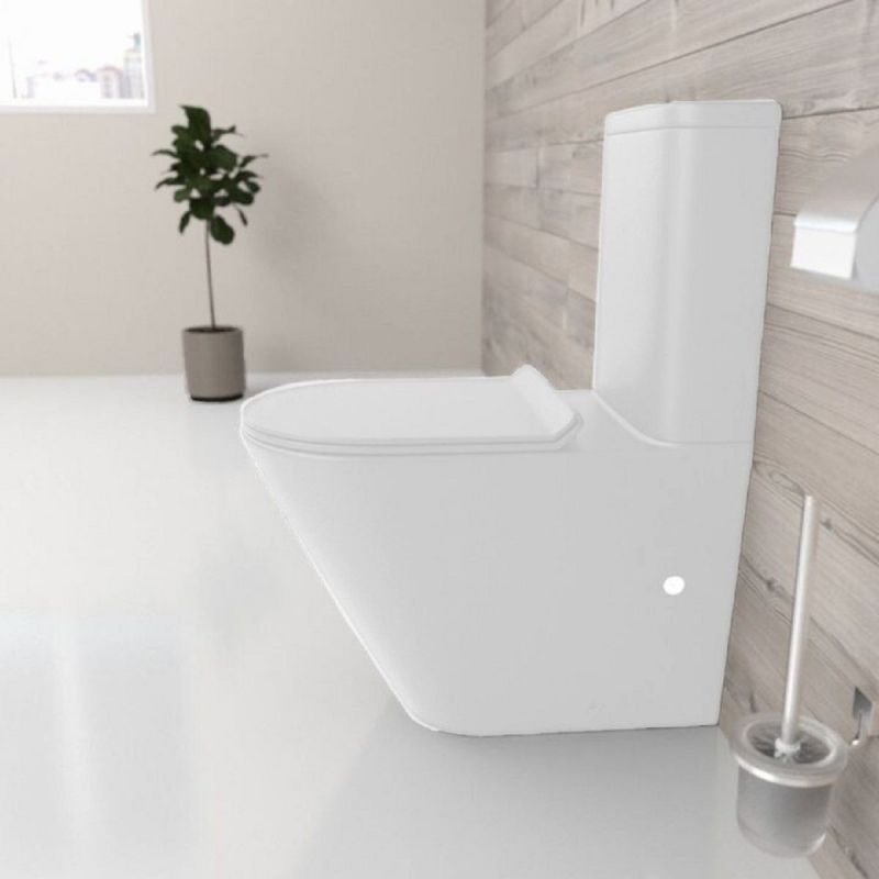 Vas WC EGO Dario Rimless, rezervor inclus, 2 piese, Alb Lucios, 60x36 cm, montaj podea, capac duroplast slim soft-close inclus