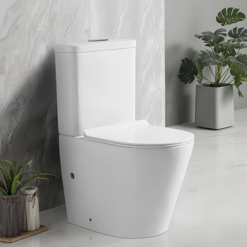 Vas WC EGO Dario Rimless, rezervor inclus, 2 piese, Alb Lucios, 60x36 cm, montaj podea, capac duroplast slim soft-close inclus