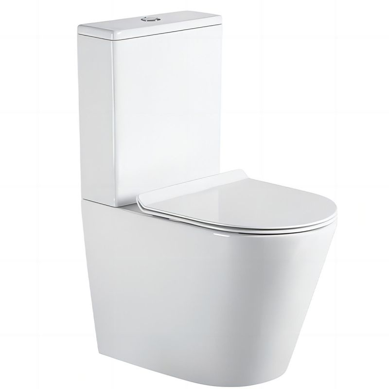 Vas WC EGO Dario Rimless, rezervor inclus, 2 piese, Alb Lucios, 60x36 cm, montaj podea, capac duroplast slim soft-close inclus