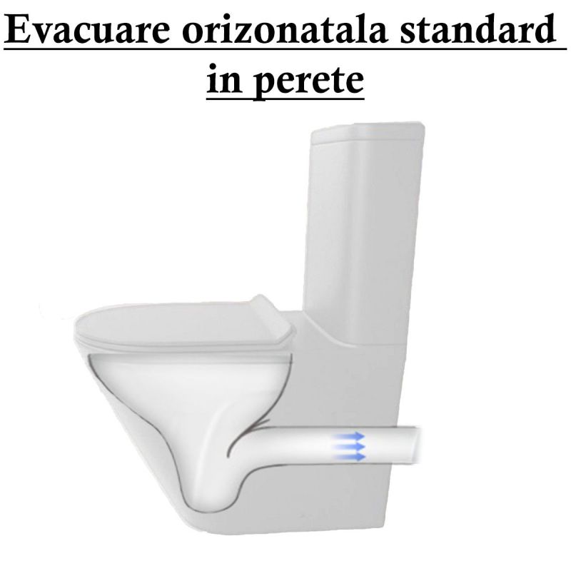 Vas WC EGO Dario Rimless, rezervor inclus, 2 piese, Negru mat, Power Colour, montaj podea, capac duroplast slim soft-close