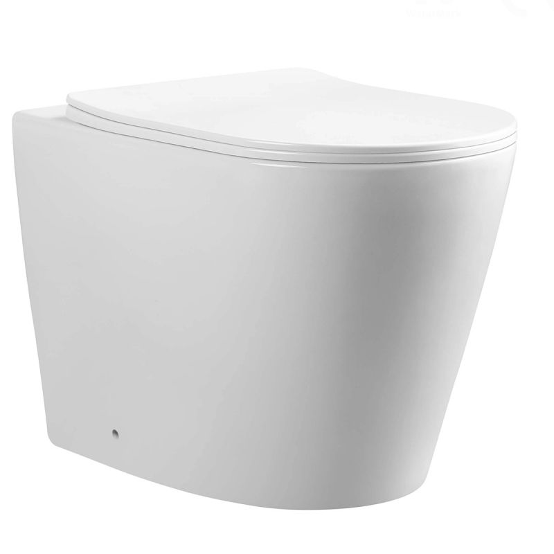 Vas WC EGO Galo, Rimless, Alb, 56x36 cm montaj podea, capac duroplast slim soft-close inclus