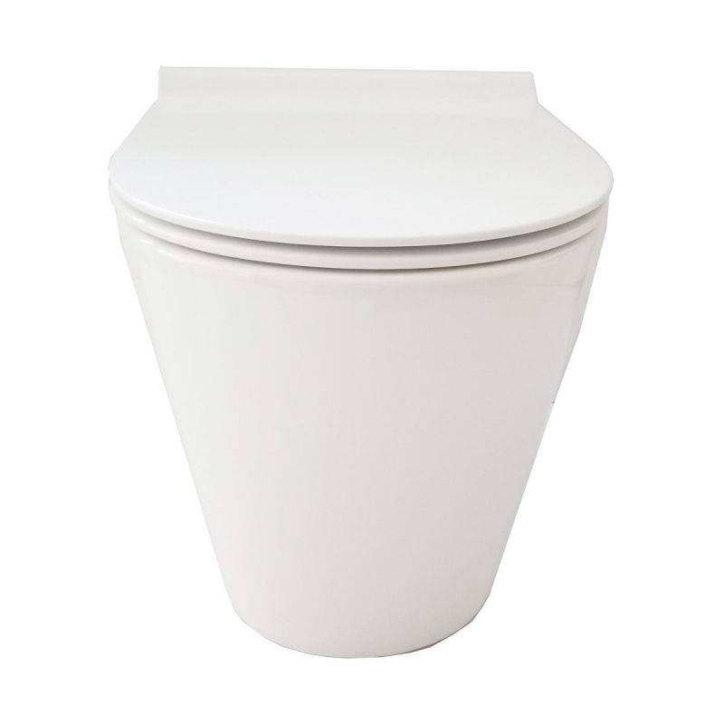Vas WC EGO Galo, Rimless, Alb, 56x36 cm montaj podea, capac duroplast slim soft-close inclus
