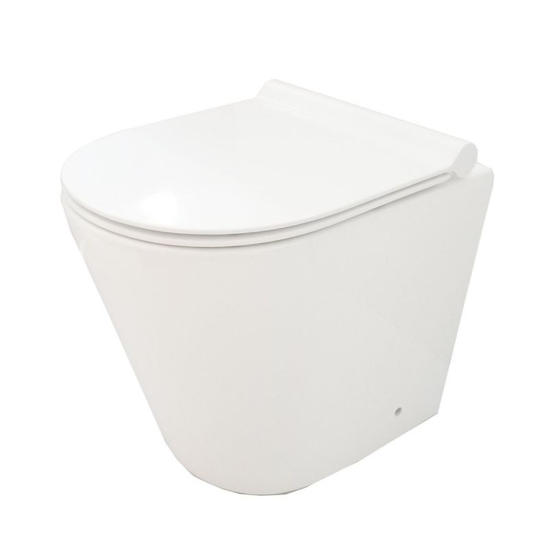 Vas WC EGO Galo, Rimless, Alb, 56x36 cm montaj podea, capac duroplast slim soft-close inclus