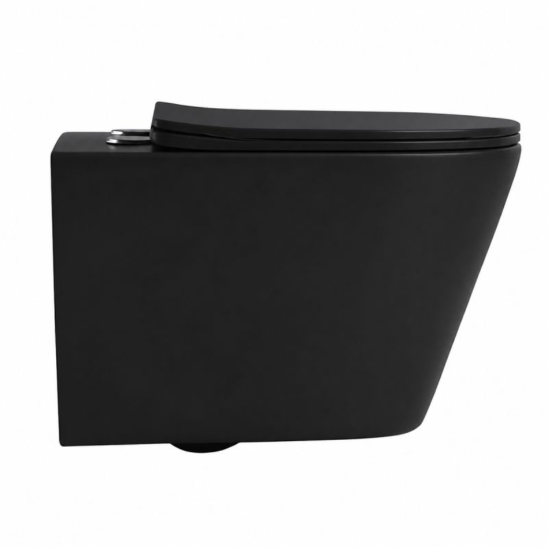 Vas WC EGO Galo Rimless, Negru mat, 53x36 cm, montaj suspendat, capac duroplast slim soft-close inclus