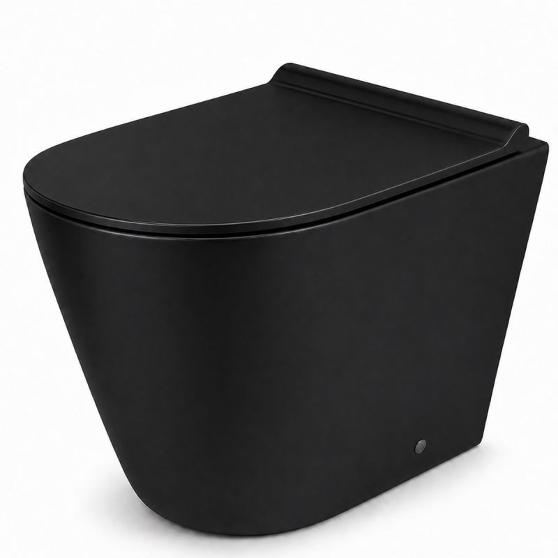 Vas WC EGO Galo, Rimless, Negru Mat, Power Colour, 54x36 cm montaj podea, capac duroplast slim soft-close inclus