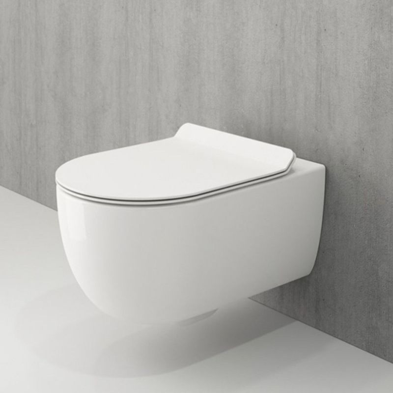 Vas WC EGO Michael Rimless, 49x37 cm, Alb Lucios, montaj suspendat, capac duroplast soft-close easy off