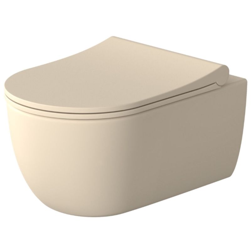 Vas WC EGO Michael Rimless, 49x37 cm, Jasmine semi-mat, Power Colour, montaj suspendat, capac duroplast soft-close easy off