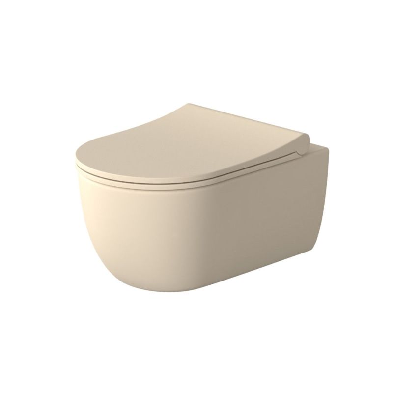 Vas WC EGO Michael Rimless, 49x37 cm, Jasmine semi-mat, Power Colour, montaj suspendat, capac duroplast soft-close easy off