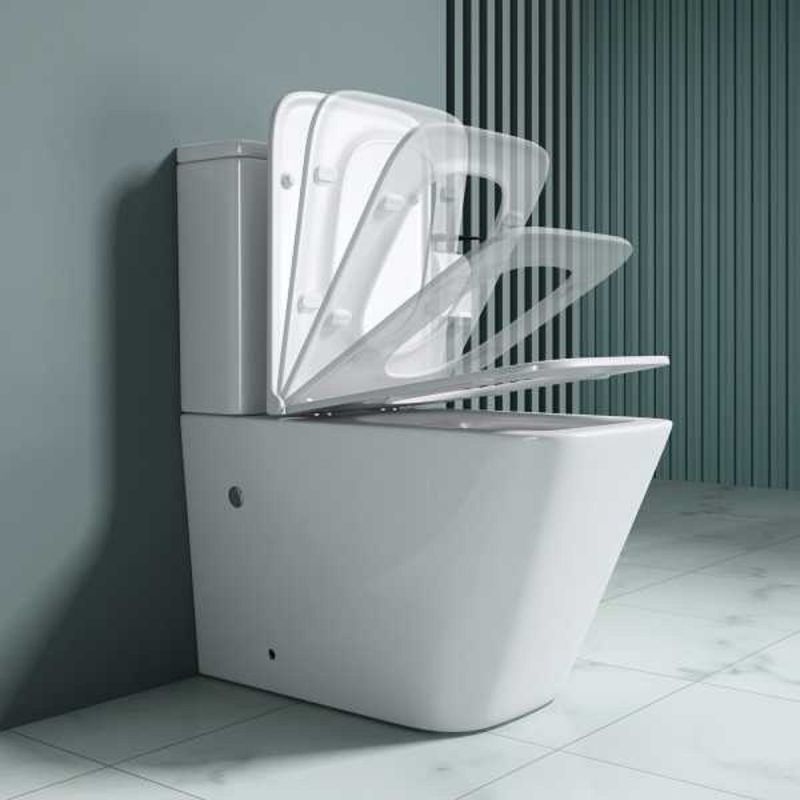 Vas wc Ego-S112T Rimless, rezervor inclus, 63x37 cm, Alb, ceramica sanitara, capac cu inchidere Soft Close