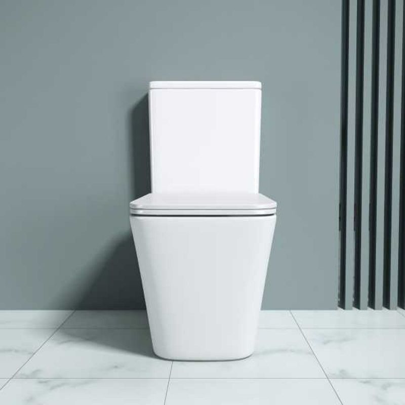 Vas wc Ego-S112T Rimless, rezervor inclus, 63x37 cm, Alb, ceramica sanitara, capac cu inchidere Soft Close