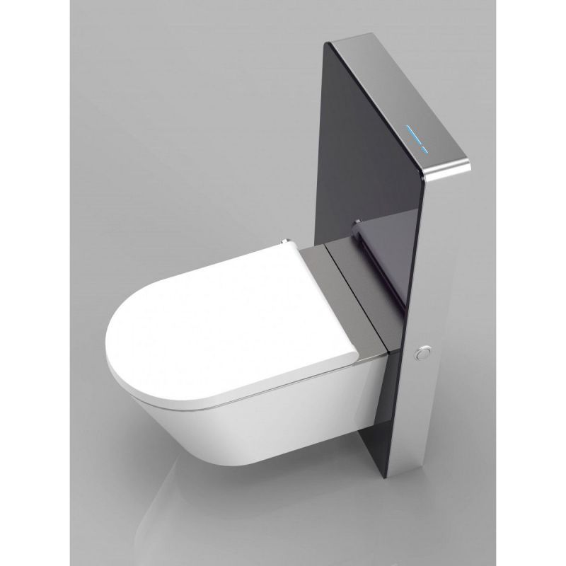 Cadru wc cu rezervor din sticla securizata neagra, Senzor spalare, dimensiune 100x48 cm, montaj podea,Ego-Senna