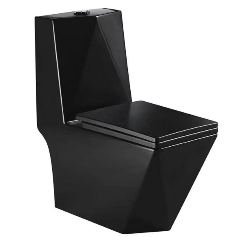 Vas WC Enrico, SifonFlush, Negru Mat, Power color, 68x37 cm, Rezervor Inclus, montaj podea, capac cu soft-close inclus