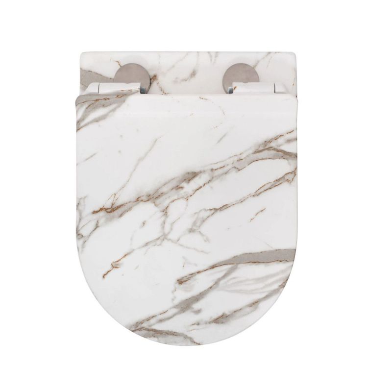 Vas Wc, finisaj marmura, Rimless, 49x37 cm, montaj suspendat, capac cu Soft-Close, ceramica sanitara, Ben