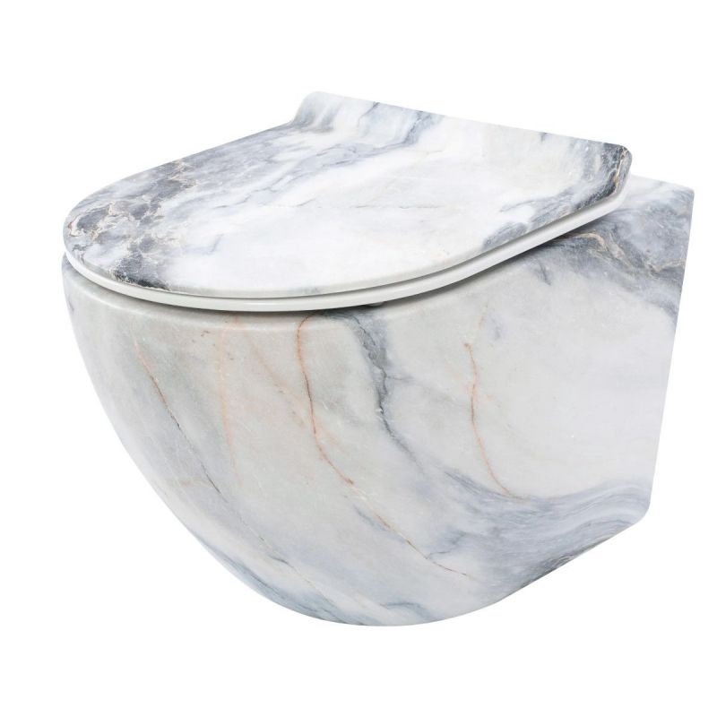 Vas Wc, Granit Lucios, Rimless, 49x37 cm, montaj suspendat, capac Duroplast, ceramica sanitara, Ben