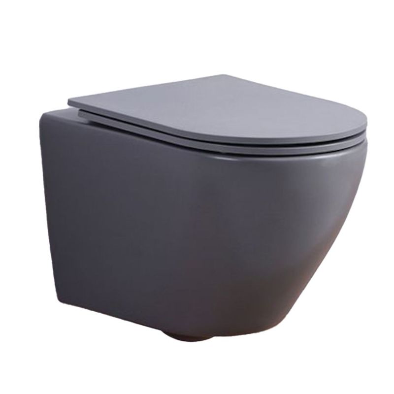 Vas Wc, Gri Mat, Power Color, Rimless, 49x37 cm, montaj suspendat, capac Duroplast, ceramica sanitara, Ben