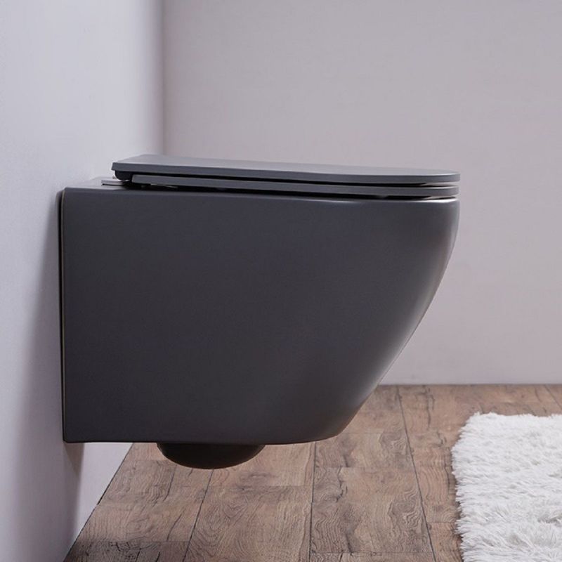 Vas Wc, Gri Mat, Power Color, Rimless, 49x37 cm, montaj suspendat, capac Duroplast, ceramica sanitara, Ben