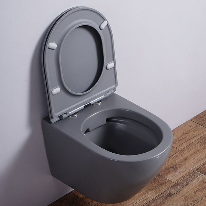 Vas Wc, Gri Mat, Power Color, Rimless, 49x37 cm, montaj suspendat, capac Duroplast, ceramica sanitara, Ben