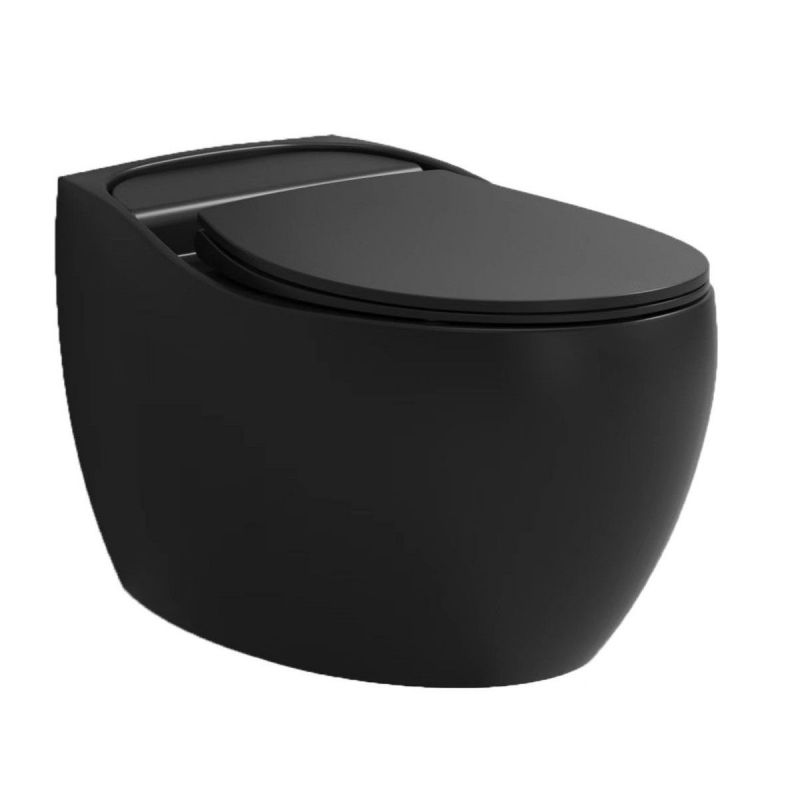 Vas WC Jennifer Rimless, Negru Mat, Power Colour, montaj suspendat, capac cu soft-close