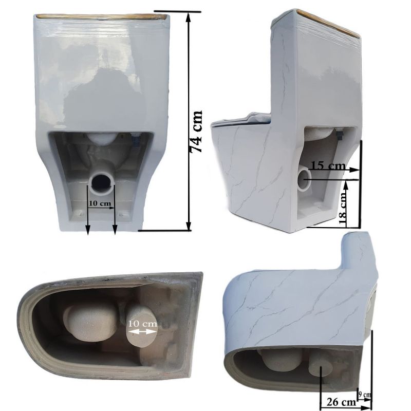 Vas WC Lazio Grey Rimless, 70x37 cm, Rezervor Inclus, montaj podea, capac cu soft-close inclus, Royalty Line by Ego