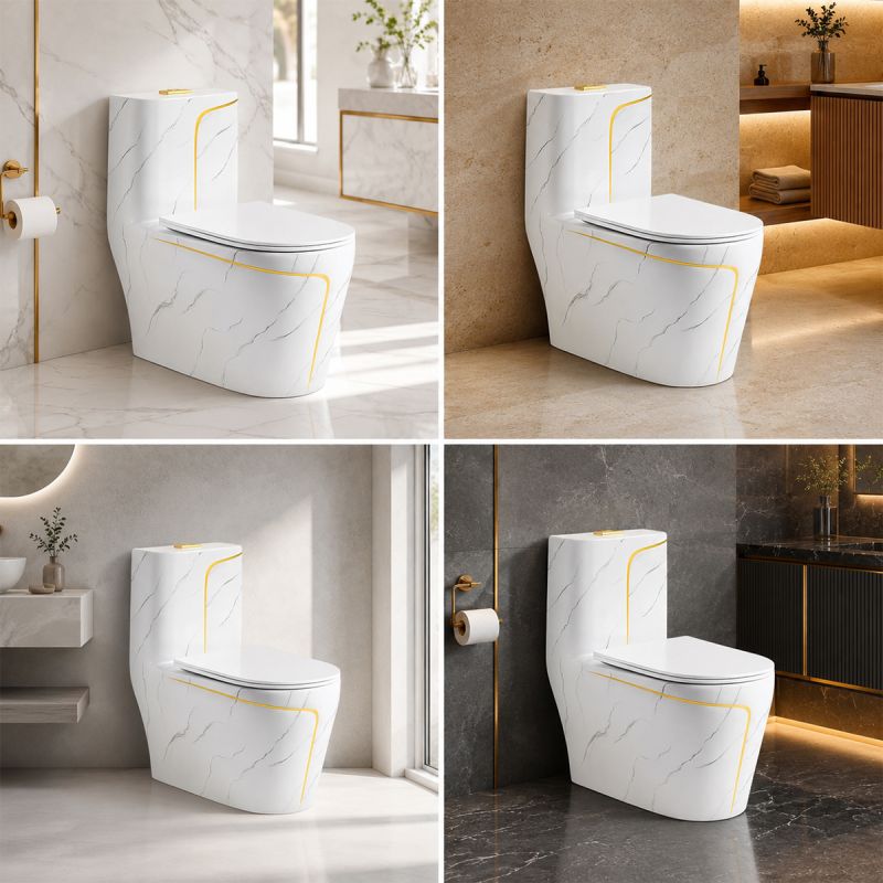 Vas WC Lazio Marble Rimless, 70x37 cm, Rezervor Inclus, Alb, montaj podea, capac cu soft-close inclus, Royalty Line by Ego