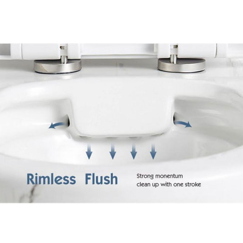 Vas WC Lazio Marble Rimless, 70x37 cm, Rezervor Inclus, Alb, montaj podea, capac cu soft-close inclus, Royalty Line by Ego