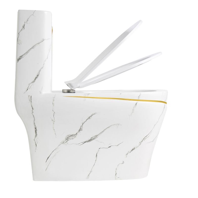 Vas WC Lazio Marble Rimless, 70x37 cm, Rezervor Inclus, Alb, montaj podea, capac cu soft-close inclus, Royalty Line by Ego